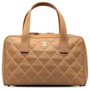 Borsa Chanel in pelle di agnello marrone Wild Stitch