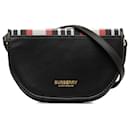 Borsa a tracolla Burberry Olympia nera in nylon e pelle micro tartan