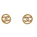 NEW CHANEL LOGO CC STRASS EARRINGS IN GOLDEN METAL GOLDEN EARRING - Chanel