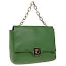 VERSACE Chain Hand Bag Leather Green Auth ac2754 - Versace