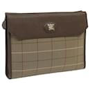 Burberrys Nova Check Clutch Bag Canvas Beige Brown Auth bs12002 - Autre Marque