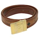 MCM Vicetos Logogram Belt PVC Leather Brown Auth hk1088