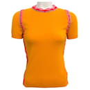 Moschino Couture Orange Short Sleeved Sweater with Crochet Trim - Autre Marque