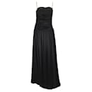Rochas Black Long Silk Satin Bustier Dress - Autre Marque