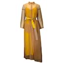 Mantu Nude / Yellow Satin Lined Sheer Organza Button-down Savannah Shirt Dress - Autre Marque