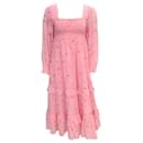 LoveShackFancy Pink Coral Blaze Print Miri Midi Dress - Autre Marque