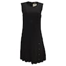 Chanel Boutique Black Vintage Pleated Silk Lined Sleeveless Wool Dress - Autre Marque