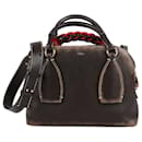 CHLOÉ Distressed Leather Daria Handle Bag with Vintage effect in Brown. - Chloé