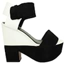 Black and White Suede Wedges/ block heels - Céline