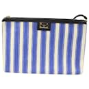 Dolce & Gabbana Striped Clutch in Blue and White Canvas