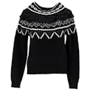 Alberta Ferretti Patterned Long Sleeve Sweater in Black Cashmere