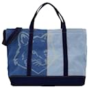 Fox Head Weekender Shopper Tasche - Maison Kitsune - Denim - Blau - Autre Marque