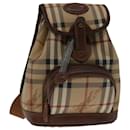 Burberrys Nova Check Backpack PVC Leather Beige Red Auth bs12214 - Autre Marque