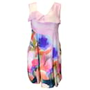 Krizia Pink Multi Watercolor Printed Sleeveless Silk Dress - Autre Marque