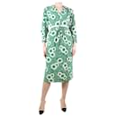 Green floral-printed silk midi dress - size UK 6 - Prada