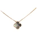 Van Cleef and Arpels Gold 18K Mother of Pearl Alhambra Pendant Necklace - Autre Marque