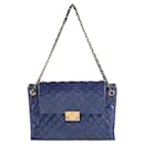 Chanel Blue Patent Goatskin Leather Envelope Accordion Flap Bag