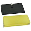 HERMES Long Wallet Leather 2Set Black Yellow Auth yb512 - Hermès