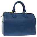 Louis Vuitton Epi Speedy 25 Bolsa de Mão Azul Toledo M43015 Autenticação de LV 67092
