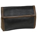 Christian Dior Honeycomb Canvas Clutch Bag PVC Leather Black Auth bs12112