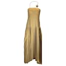 Akris Gold Metallic Pleated Silk Gown / formal dress - Autre Marque