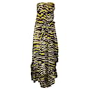 Missoni Black / White / Yellow Printed Ruffled Strapless Silk Maxi Dress - Autre Marque