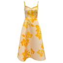 Emilia Wickstead Yellow Moire Elvita Rose Print Dress - Autre Marque