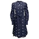 Erdem Navy Blue Enya Dress with White Embroidery - Autre Marque