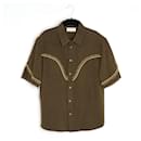 Top Saint Laurent FR42 Camisa de Algodão Vintage Bordada Western US12
