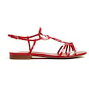 Christian Louboutin Sandals EU37.5 Aplarona Red Patent Leather Flats US7