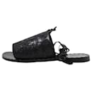 Black Leather Cross Current Strapped Slippers - Autre Marque
