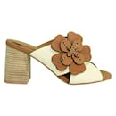 Cream and Brown Block Heels - Autre Marque