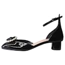 Black patent square toed heels with floral detail - size EU 40 - Christian Dior