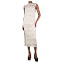 Conjunto de falda y top con bordado inglés de flores color crema - talla UK 6 - Prada