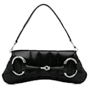 Bolso satchel con cadena Horsebit de cuero negro Gucci