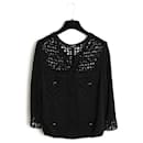 Chaqueta de algodón negro Chanel PE2006 FR38 Crochet US10 Chaqueta SS2006