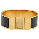 Relógio Hermès Vintage Loquet banhado a ouro com pulseira de couro de lagarto azul L01.201 Circa 2000