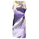Armani Collezioni Purple Multi Printed Sleeveless Silk Midi Dress - Autre Marque