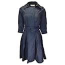 Nina Ricci Navy Blue Belted Micro Trench Coat - Autre Marque