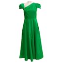 Abito con maniche ad aletta in cotone verde Roland Mouret - Autre Marque