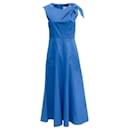Roland Mouret Blue Cotton Tie Shoulder Detail Sleeveless Dress - Autre Marque