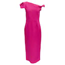 Roland Mouret Hot Pink Wool Off Shoulder Dress - Autre Marque