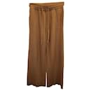 Nanushka Oni Ribbed-Knit Straight-Leg Pants in Brown Wool
