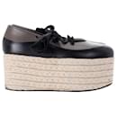 Marni Lace-Up Platform Espadrilles in Black and Grey Leather