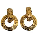 Chanel Gold Double Hoop Clip On Earrings