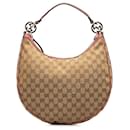 Gucci GG Canvas Twins Medium Hobo Bag Canvas Shoulder Bag 232962 in Excellent condition