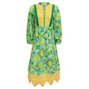 Vestido midi acolchado con patchwork multicolor en verde de Muveil - Autre Marque