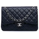 Blue Chanel Jumbo Classic Caviar lined Flap Shoulder Bag