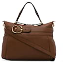 Brown Gucci Medium Leather Ride Top Handle Bag Satchel