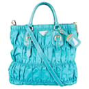 Prada Blue Nylon Gaufre Shopper Bag